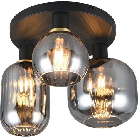 Plafonnier design, Plafonnier trois lampes 39 cm Diva Gris en Verre, TRIO (1/5)