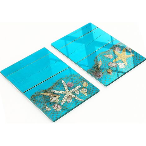 Tableros decorativos multifuncionales de vidrio con forma de conchas de estrella de mar, 2x40x52 cm.