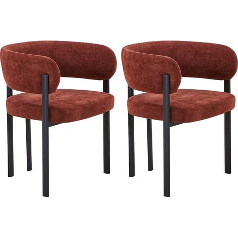 Lot de 2 chaises en tissu et métal noir - Terracotta - CIBARO (1/4)