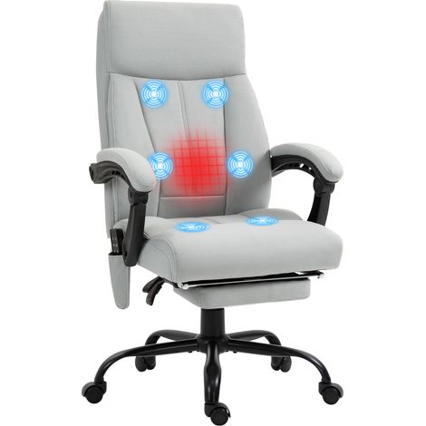 Bürostuhl mit Massagefunktion & Heizfunktion, Fußstütze, bis 120 kg, Grau (1/5)