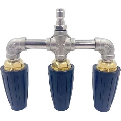 Nettoyeur haute pression à triple buse, buse de turbine rotative, connecteur rapide 4000 psi, accessoire de nettoyage pour terrasse, sol, fenêtre, lavage de voiture, utilisation en extérieur (1/5)