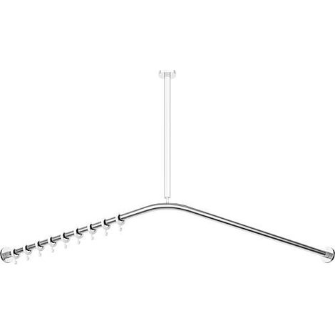 Barre de rideau de douche Hewi System 900, 1487x1487mm, chromée