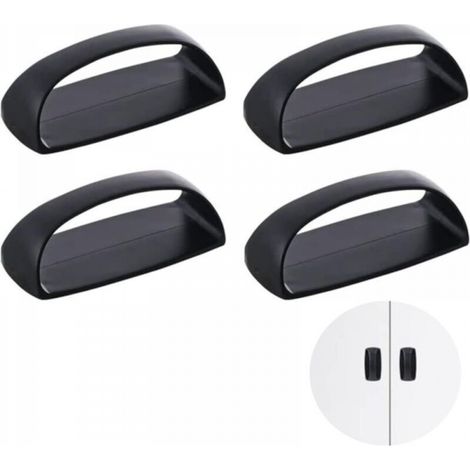 4 pcs Poignée Autocollante Porte Coulissante Poignées de Placard Auto-Adhésives Meuble Pour Fenêtre Tiroir Armoire Réfrigérateur Auxiliaire (Noir) (1/5)