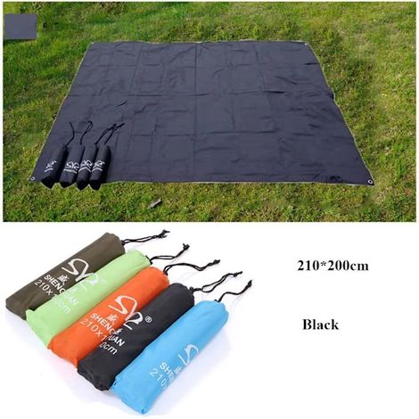 Tapis de sol de tente/bâche/tapis de pique-nique NOIR 210 x 200 cm (1/5)