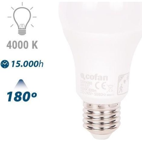 Bombilla LED Classic con sensor 9 W E27 806 lm 4000 K (1/5)