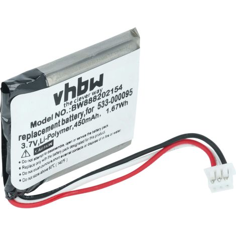 vhbw Akku Ersatz für Logitech 533-000095 für Wireless Headset Kopfhörer (450mAh, 3,7V, Li-Polymer)