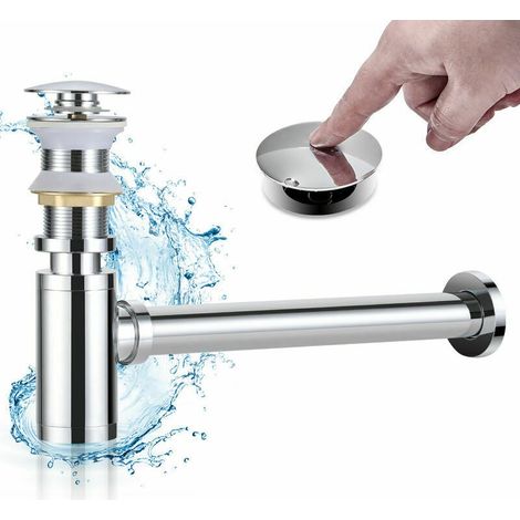 Mecanismo de bloqueo tipo P, acabado cromado pulido, desagüe inferior de latón macizo, superficie resistente a los arañazos, apto para grifos de lavabo de baño y cocina. (1/5)