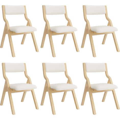 6 sedie da pranzo pieghevoli in legno e lino beige (1/5)