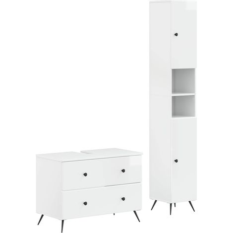 Maison Exclusive - Ensemble de 2 meubles de salle de bain BREDA Blanc brillant (1/5)