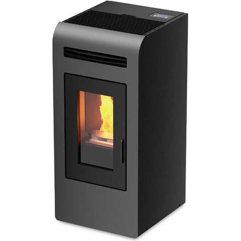 Stufa a Pellet FOCO Grigio - Mod. Cayenne 10 - Classe Energetica A+ - Cassetto Cenere Spazioso e Rimovibile (1/3)