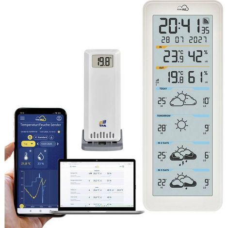 [GEBRAUCHT] B-Ware TFA.me Wetterstation Funkstation WLAN Basisstation Thermo-Hygro-Sender Weiß