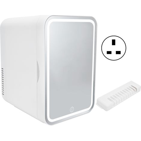Mini réfrigérateur LED 8L pour maquillage avec porte miroir, portable pour soins de peau, voyage en voiture - Prise 220V Royaume-Uni.