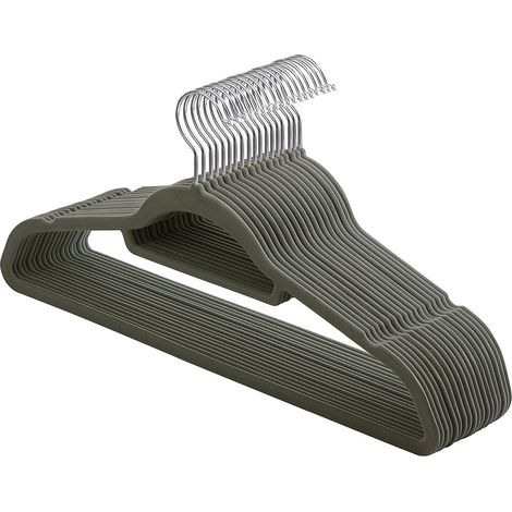 Juego de 20 perchas de terciopelo gris con gancho giratorio (1/3)