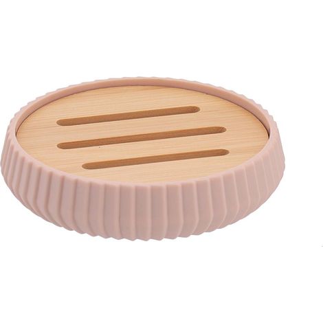 Portasapone a strisce in abs con effetto gomma e bambù - blush - Tendance (1/2)