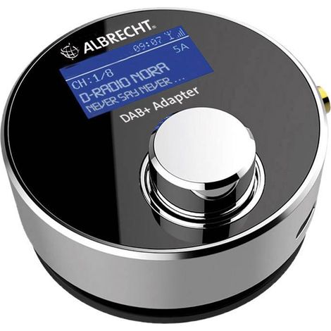 Récepteur DAB+ pour autoradio et salon – Antenne DAB+ active – Émetteur FM intégré – Installation facile par ventouse ou adhésif – Albrecht