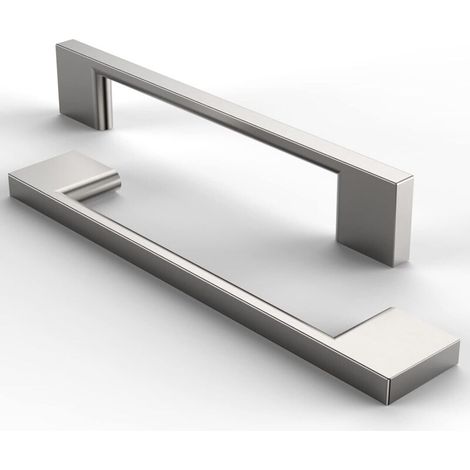 Möbelgriffe aus gebürstetem Edelstahl – 5-teiliges Set für Schubladen, Schränke und Küchen (silber, 128 mm Lochabstand) (1/4)
