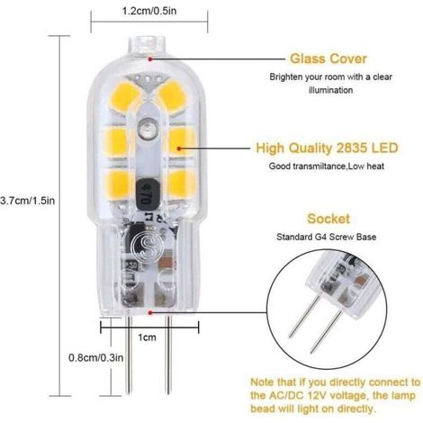 G4 LED Ampoule,5-Pack Blanc chaud 30W Ampoules Halogènes Équivalentes,Ampoule LED G4 3W Économie Pour Les Ampoules de Hotte,AC/DC 12V 180LM 3000K [Classe énergétique F] (1/3)