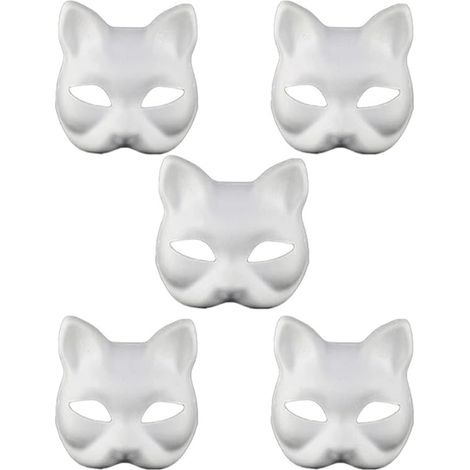 Lot de 5 pinceaux de peinture, QttvbTna, motif félin, blanc (1/2)