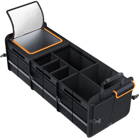 Boîte de rangement pour voiture, compartiments ajustables, design isolé, noir (1/2)