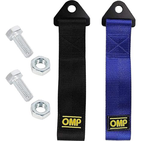 2 Pièces Racing Voiture Remorque Corde, Sangle de Remorquage Racing, Sangle Remorquage Voiture Universal, pour Pare Chocs Avant et Arrière (Bleu, Noir) (1/5)