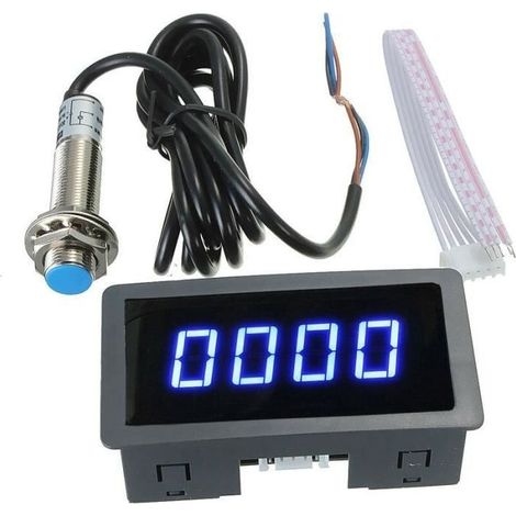 Meter of speed tachometer digital blue 4 LED + sensor of switch of proximity Hall (1/4)