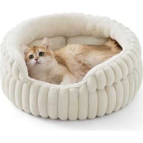 Lits Chat Lavables, Fleece Cannele, 51x51cm, Rond, Niche, Cale, Entourez, Demie-Ferme, Animal (1/5)