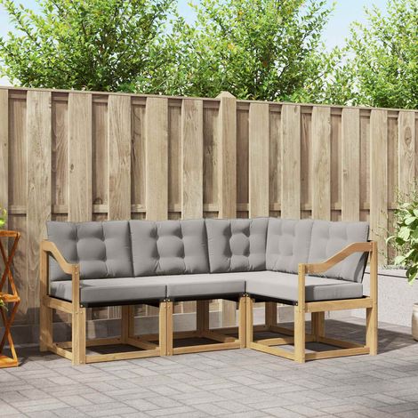 vidaXL Conjunto de sofás de exterior 4 uds. Blanco y Gris Claro (1/5)