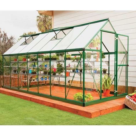 Serre de jardin en polycarbonate Hybrid  7,88 m², Couleur Vert, Ancrage au sol Non