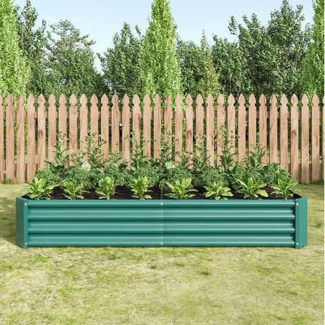 Huerto elevado metálico 180 x 90 x 30 cm, jardinera sin fondo, verde OKMYHOME (1/5)