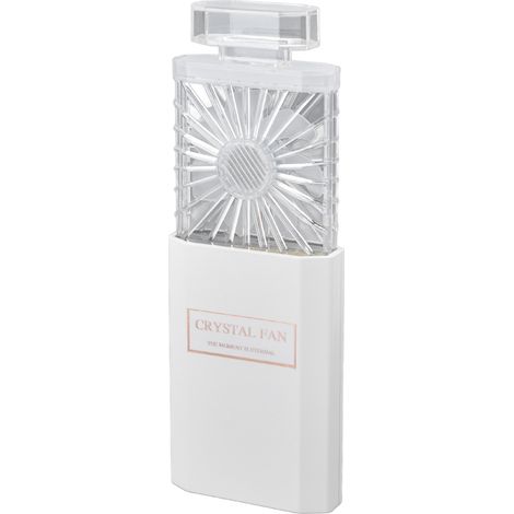Mini-Akku-Ventilator für Damen, tragbar, 3 Geschwindigkeitsstufen, Tischventilator, Taschenformat, mit integriertem Akku, weiß (1/5)