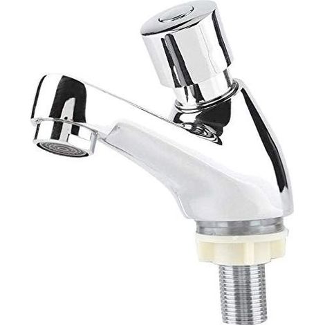 Robinet Poussoir Temporisé, G1/2 Robinet Poussoir Eau Froide Robinets de Lavabo pour Salle de Bain Robinet Salle Bain Robinet Lave Main Eau Froide pour la Salle de Bain et la Cuisine (1/5)