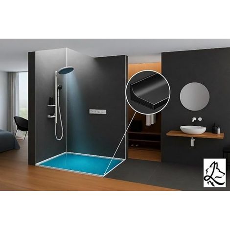 Bande d'étanchéité Silicone Pliable Joint Salle de Bain Douches Cuisine Evier Seuil de Douche Barriere de Douche Anti Débordement Souple Noir 3M (1/4)