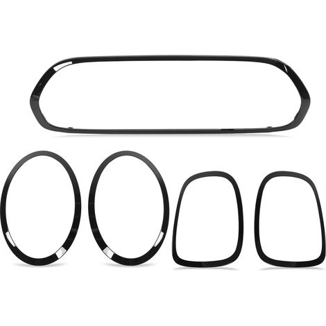 GARRYFIZH Lot de 5 enjoliveurs de phares et feux arrière noir brillant pour Mini F55 F56 F57 One Cooper S JCW (à partir de 2014)