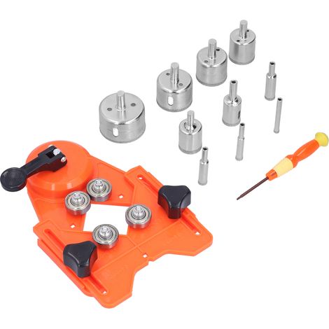 Kit Perceuse Trépan Diamanté pour Carrelage avec Guide de Perçage, Forets Ouverture Céramique, Lot de 5, Orange (1/5)