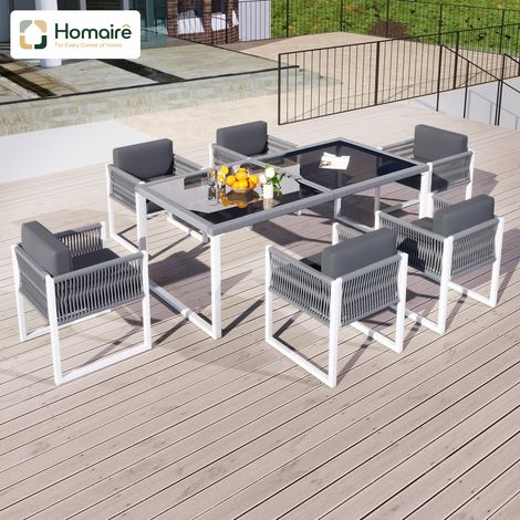HOMAIRE Rope-Essgruppe, Gartenmöbel für 6 Personen mit Sesseln und abnehmbar waschbarem Stoffbezug (1/5)