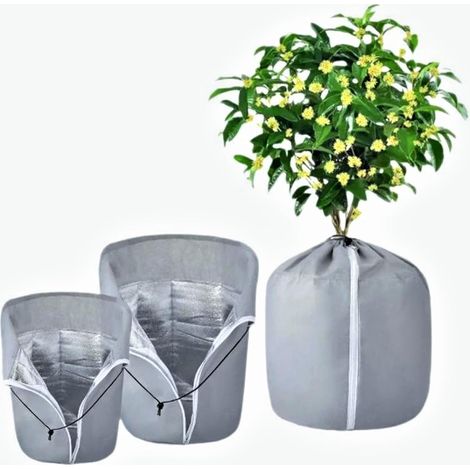 protections thermiques pour pots de fleurs, protection hivernale avec cordon de serrage et fermeture éclair, housse respirante pour plantes (45 x 50 cm) (1/5)