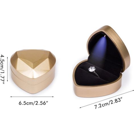 Herzförmige Ringbox mit LED-Beleuchtung, Schmuckaufbewahrungsbox, Ringbeutel, Geburtstagsgeschenk (1/5)
