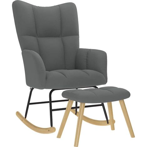 vidaXL Chaise à bascule avec repose-pied Gris foncé Tissu