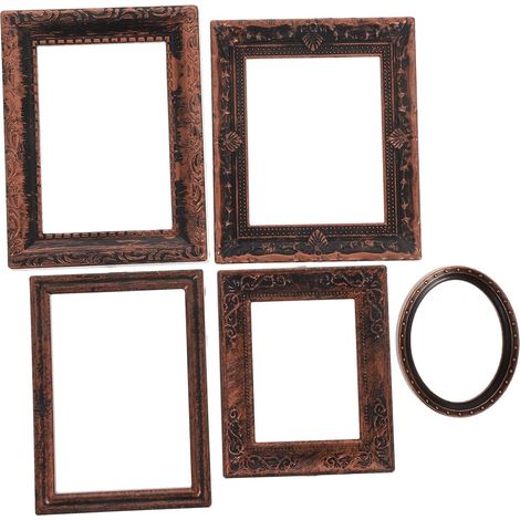 5pièces Cadres Photo Miniatures Bois pour Maison de Poupée Cadres Vintage à Échelle Mobilier de Décoration pour Collection (1/5)