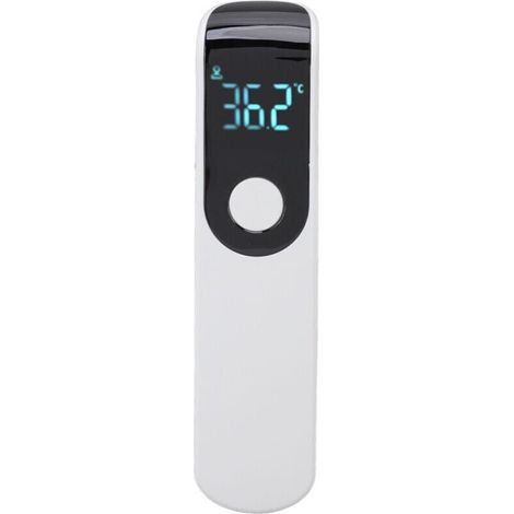 Pistolet thermomètre infrarouge sans contact portable, thermomètre frontal numérique pour hôtels et maison. Design blanc, facile à utiliser et fiable.