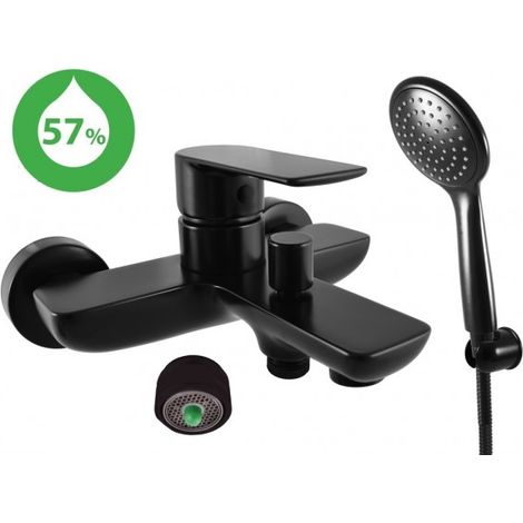 Mitigeur salle de bain RAV SLEZÁK Vltava avec garniture de douche 150 mm noir VTE454.5/1CMAT (1/5)
