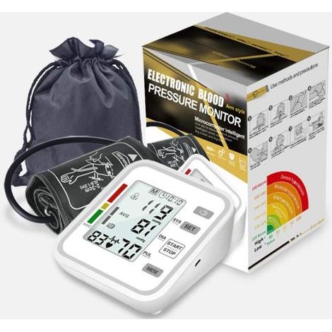 Tensiomètre électronique automatique pour le bras, avec commande vocale en anglais, couleur argent. (1/3)