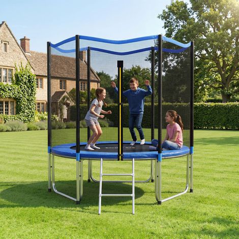 Trampoline filet protection inclus échelle accès 244 cm