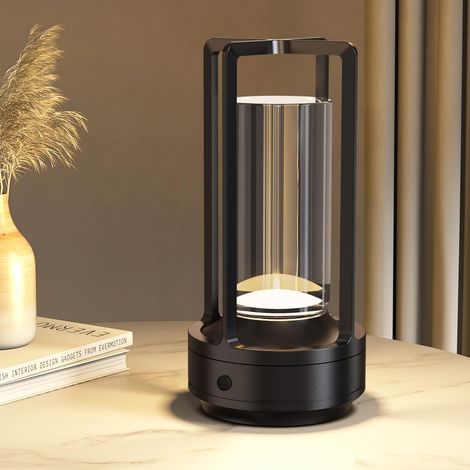 Lampada da tavolo a LED wireless ricaricabile, design moderno e intuitivo, illuminazione regolabile, lunga durata della batteria, impermeabile per uso interno ed esterno. (1/4)