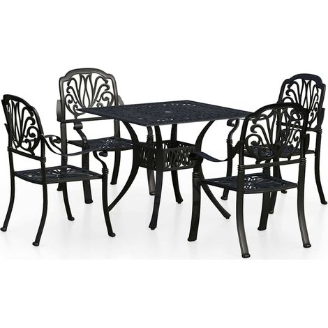 Maison Exclusive - 5-tlg. Bistro-Set Aluminiumguss Schwarz (1/5)