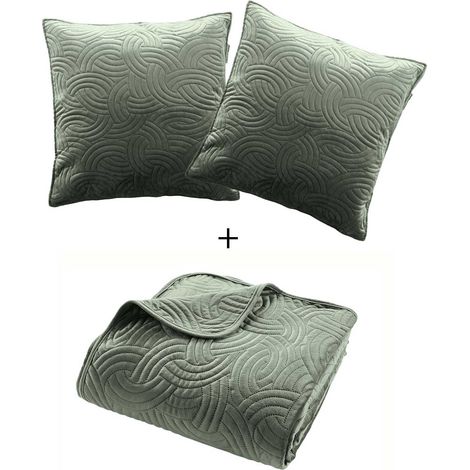 Bettwäsche-Set aus Samt SOLANGE, Tagesdecke + 2 Kissenbezüge