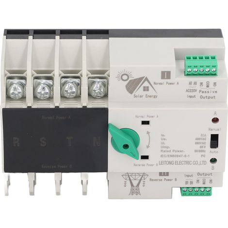 Commutateur automatique de transfert de source double 4P inverseur rapide ms réseau vers secteur AC220V 80A (1/5)