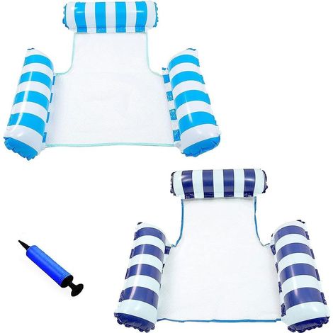 Hamac Piscine Lot de 2, Hamac Gonflable Piscine pour Adultes et Enfants, Portable Hamac Aquatique Flottant, 4 -en-1 Multi Matelas Piscine Gonflable (1/5)