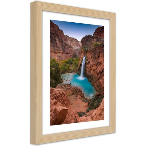 Quadro con cornice, Cascata blu tra le rocce - 70x100 (1/5)