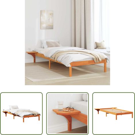 Cadre de lit - Cadre de lit Brun cire 100 x 200 cm Pin massif (1/5)